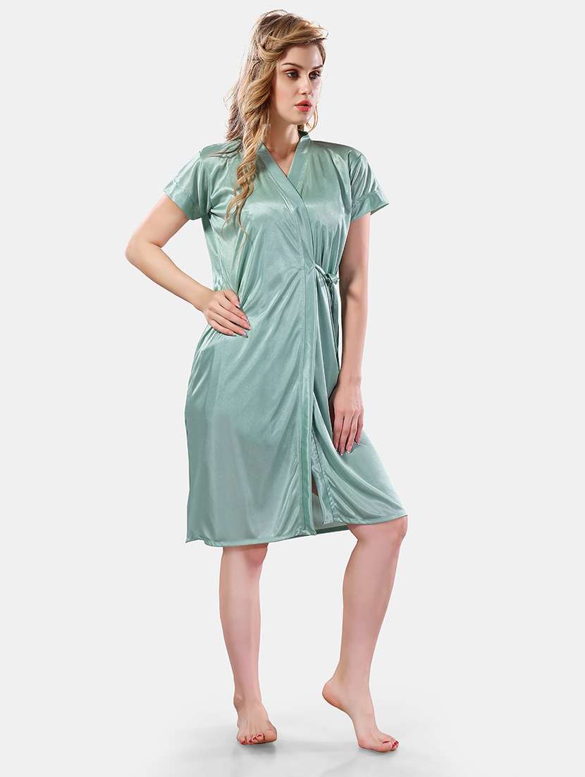 women lace detailed nighty with robe - 21555312 -  Standard Image - 1