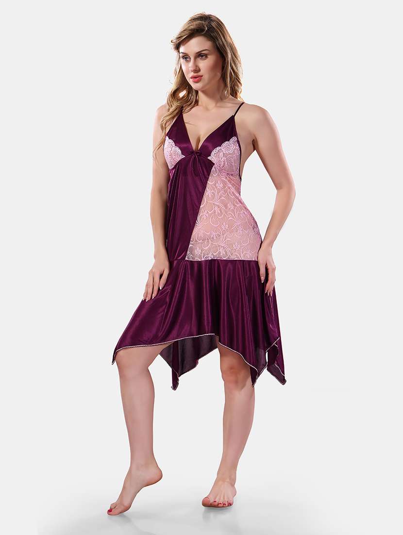 women lace detailed nighty with robe - 21555313 - Standard Image - 4