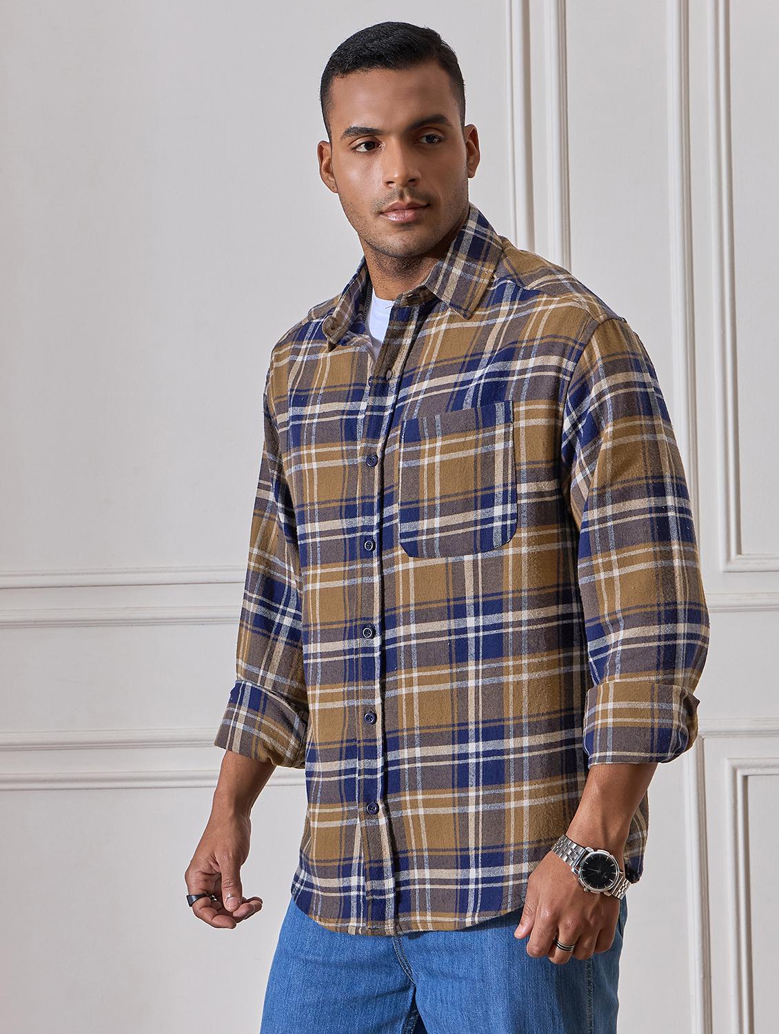 men checkered oversized casual shirt - 21555388 - Standard Image - 1