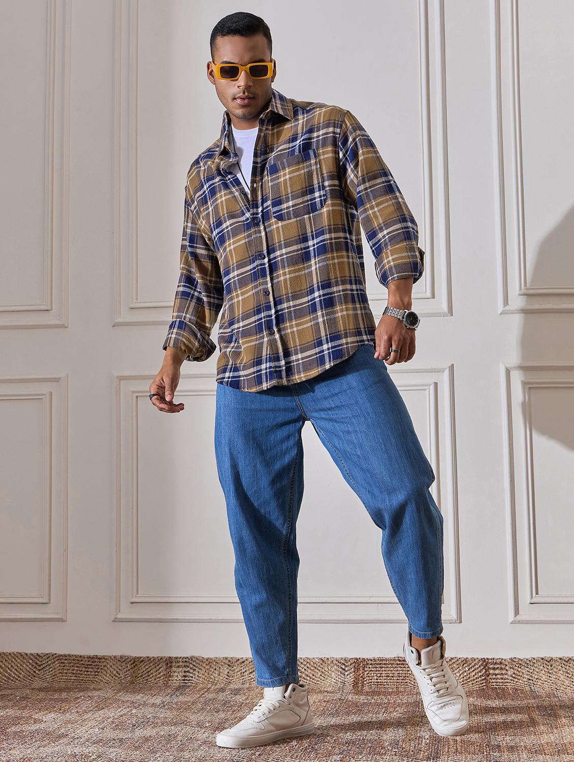men checkered oversized casual shirt - 21555388 - Standard Image - 4