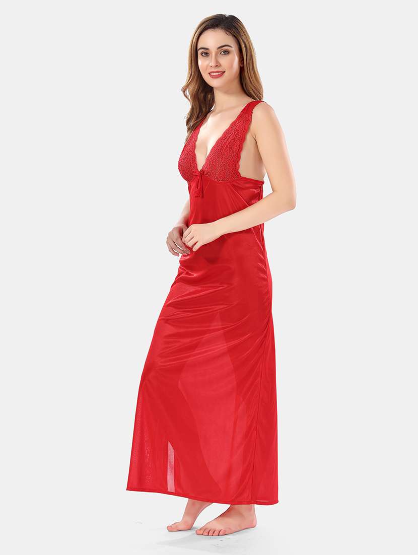 women lace detailed nighty set - 21555392 -  Standard Image - 4