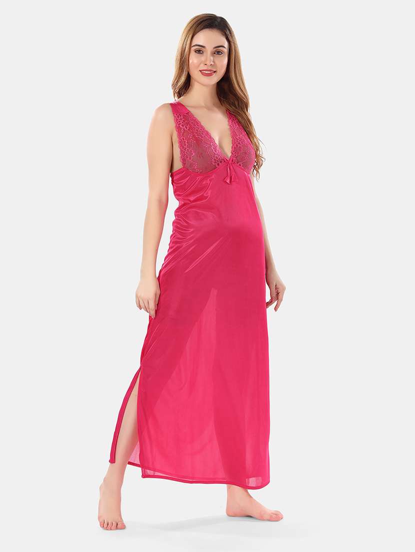 women lace detailed nighty set - 21555394 - Standard Image - 1