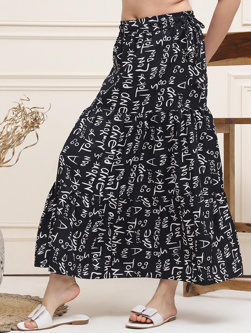 women printed tiered maxi skirt - 21555429 - Standard Image - 1