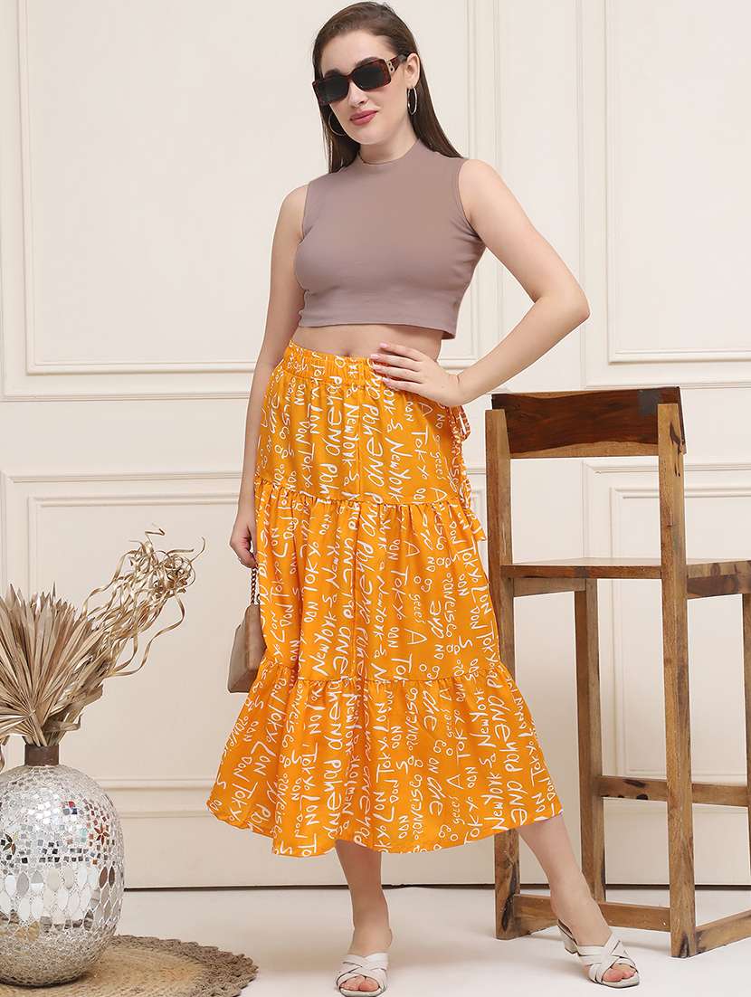 women printed tiered midi skirt - 21555431 - Standard Image - 4