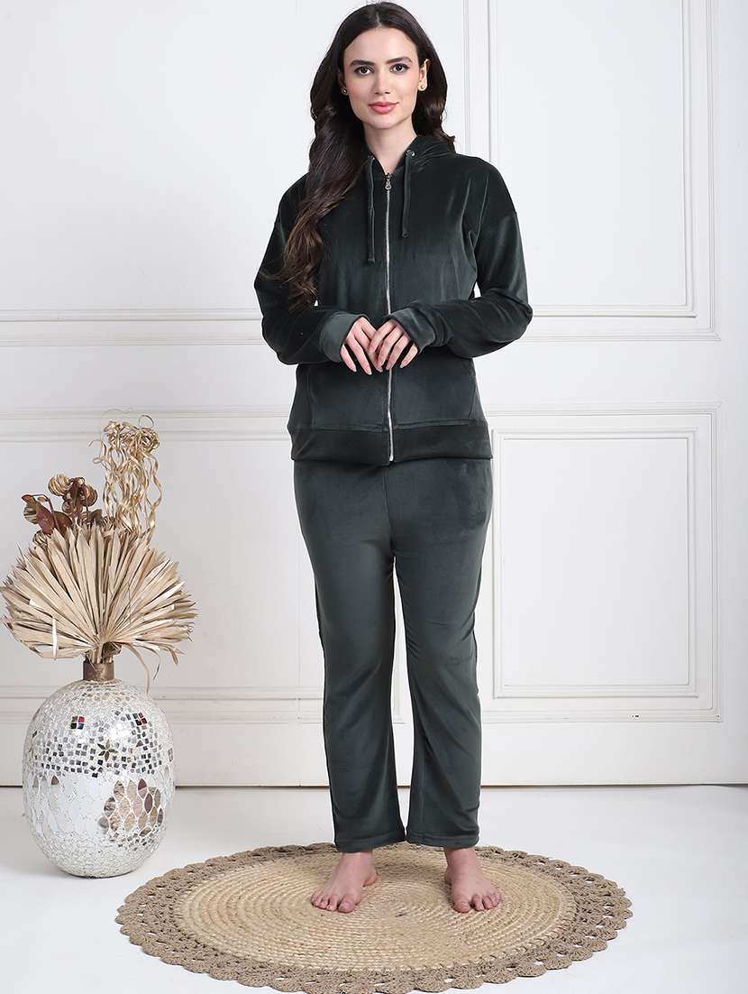 women solid pyjama nightwear set