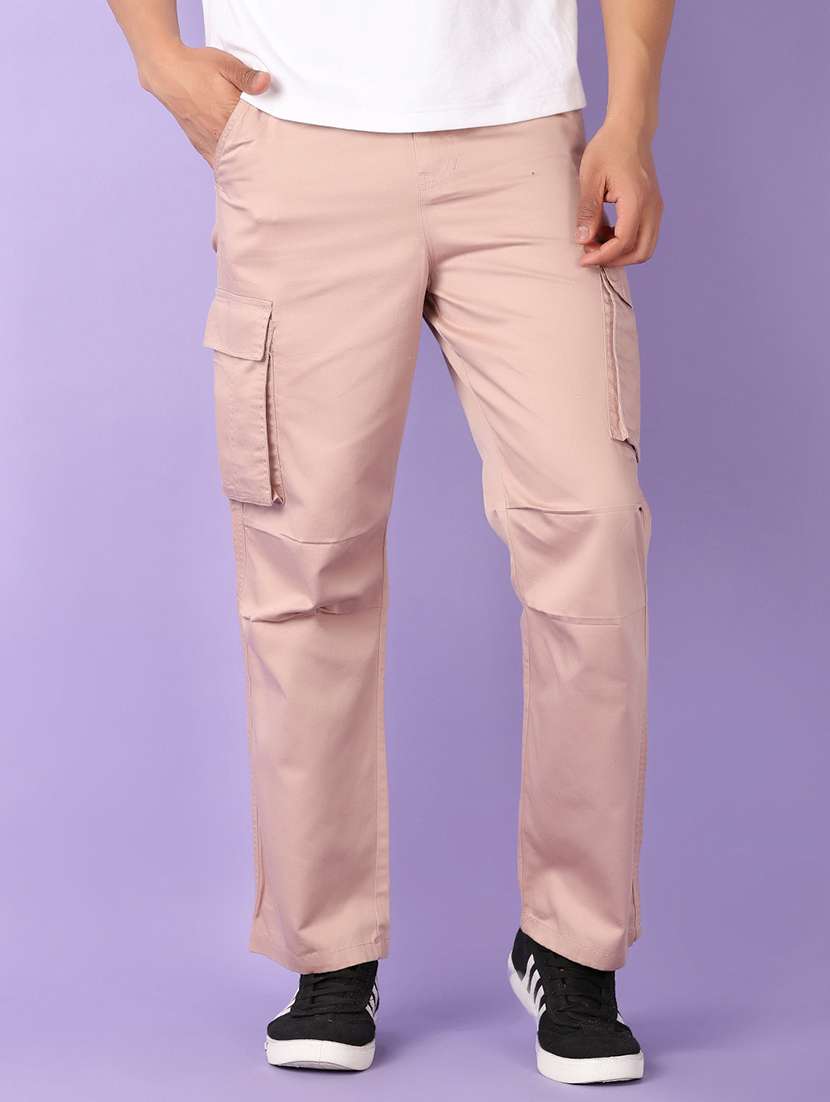 men beige solid cargo - 21555712 -  Standard Image - 1