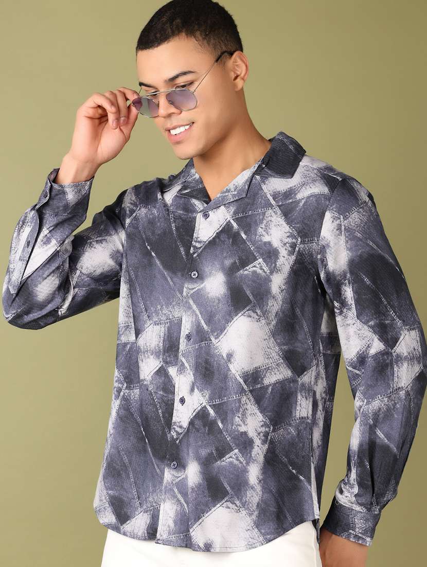 men printed long sleeve casual shirt - 21555714 -  Standard Image - 1