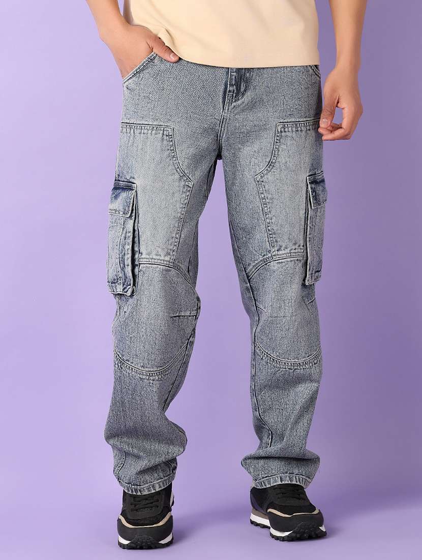 men grey solid cargo - 21555724 -  Standard Image - 1