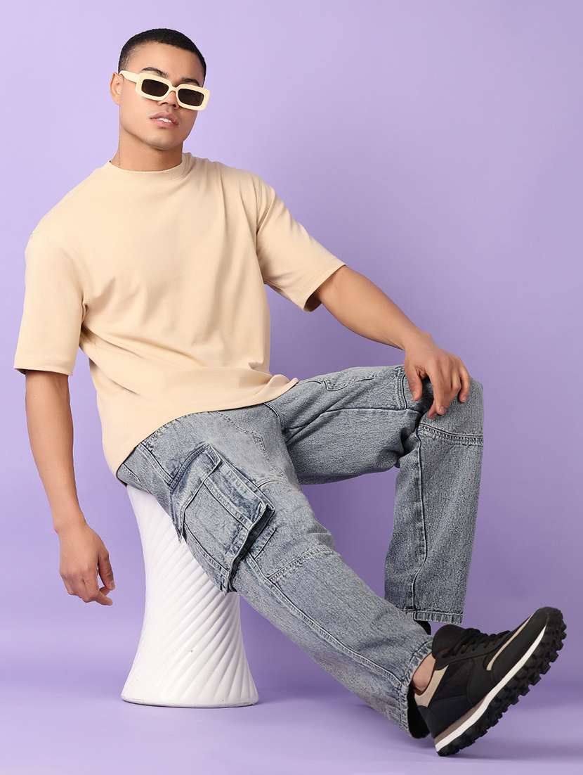 men grey solid cargo - 21555724 -  Standard Image - 4