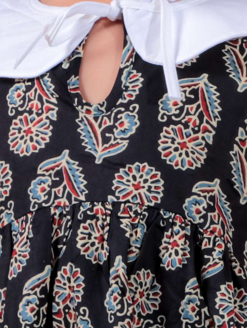 girls printed short sleeves kurta pant set - 21555745 - Standard Image - 4