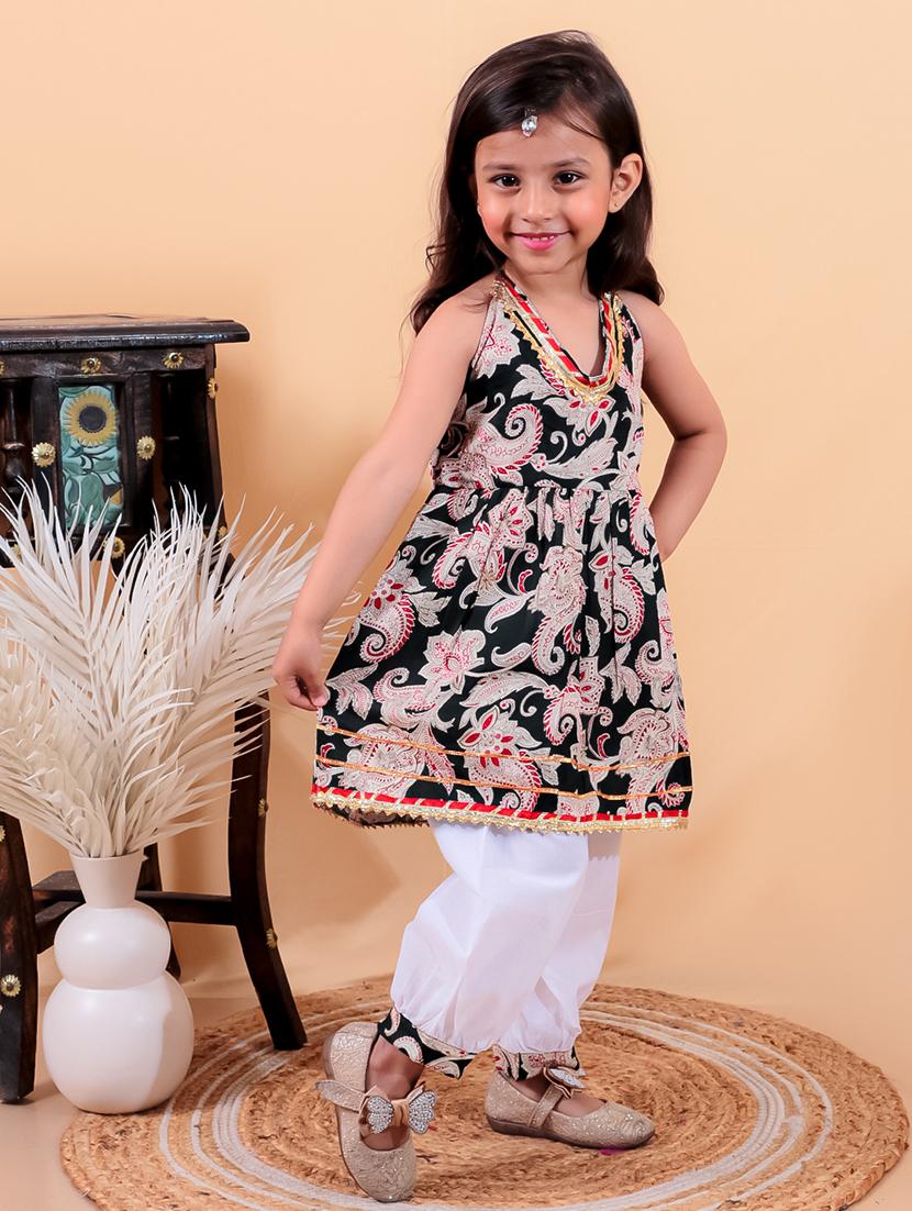 girls printed sleeveless kurta pant set - 21555761 - Standard Image - 1