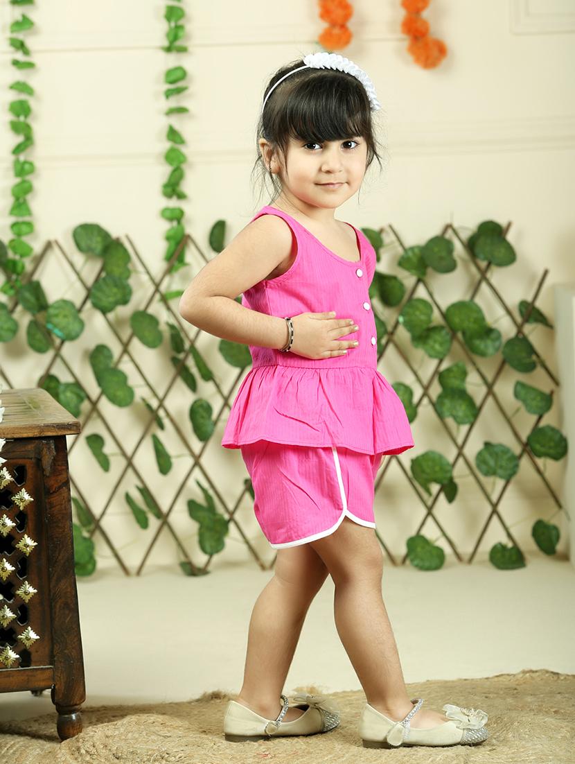 girls striped sleeveless top & shorts set - 21555787 -  Standard Image - 1