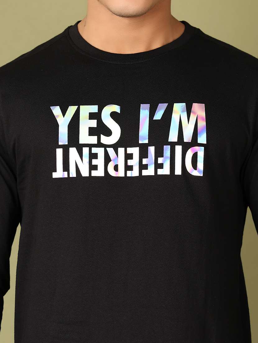 men black chest print long sleeve t-shirt - 21555794 -  Standard Image - 4