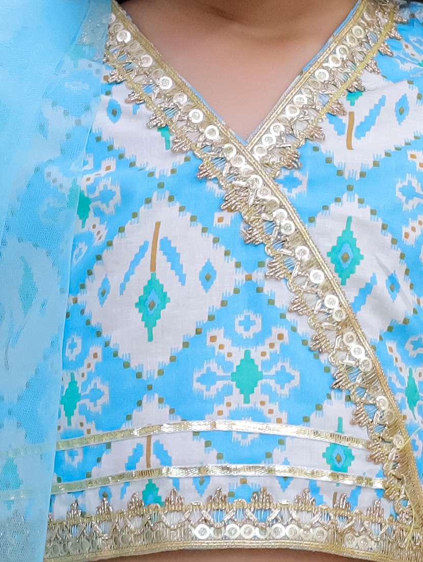 girls printed sleeveless lehenga choli set - 21555825 - Standard Image - 4