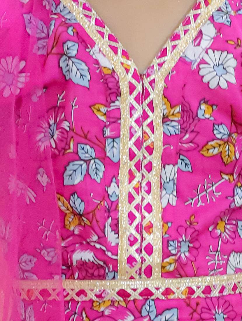 girls printed short sleeves lehenga choli set - 21555830 - Standard Image - 4