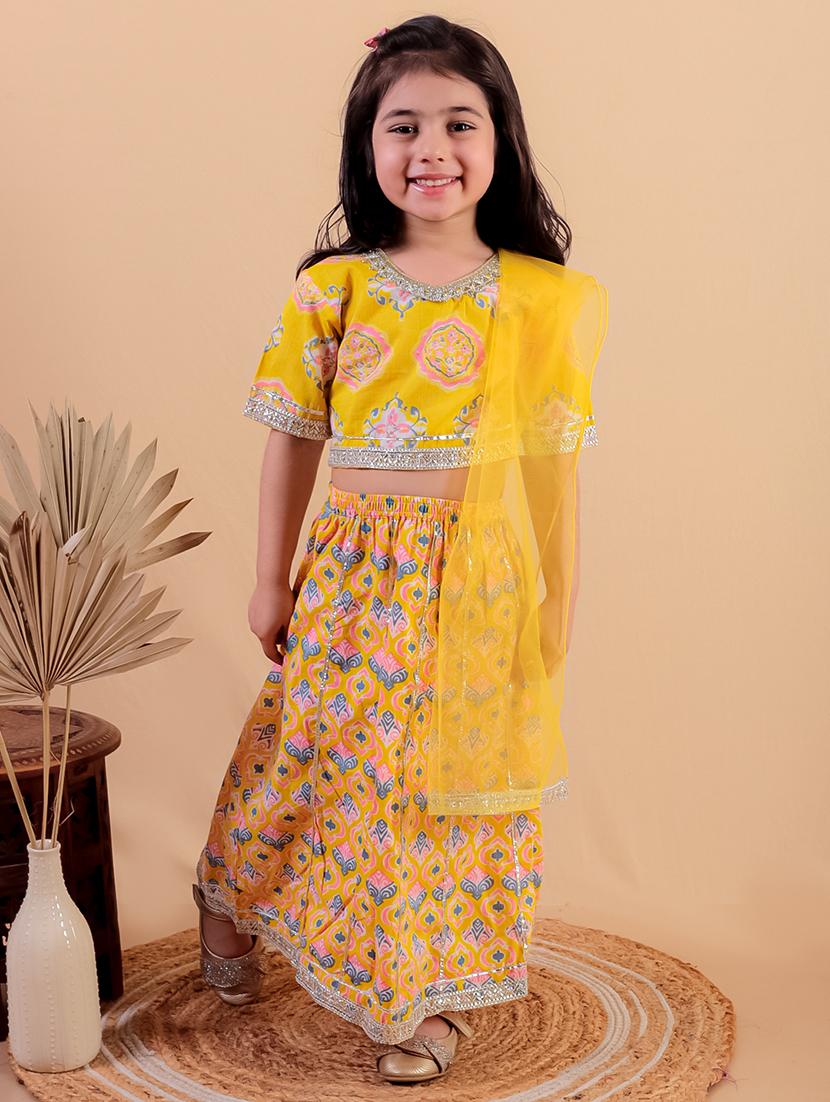 girls printed short sleeves lehenga choli set - 21555832 -  Zoom Image - 0