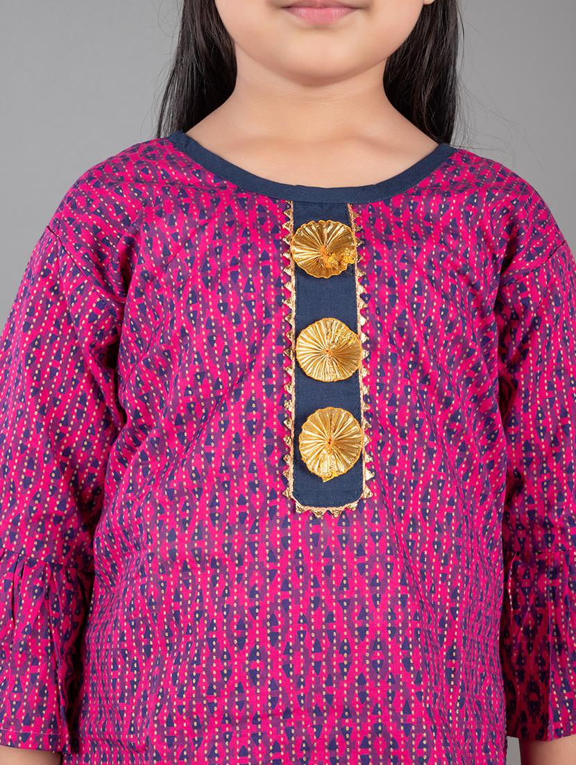 girls printed bell sleeves kurta sharara set - 21555847 - Standard Image - 4