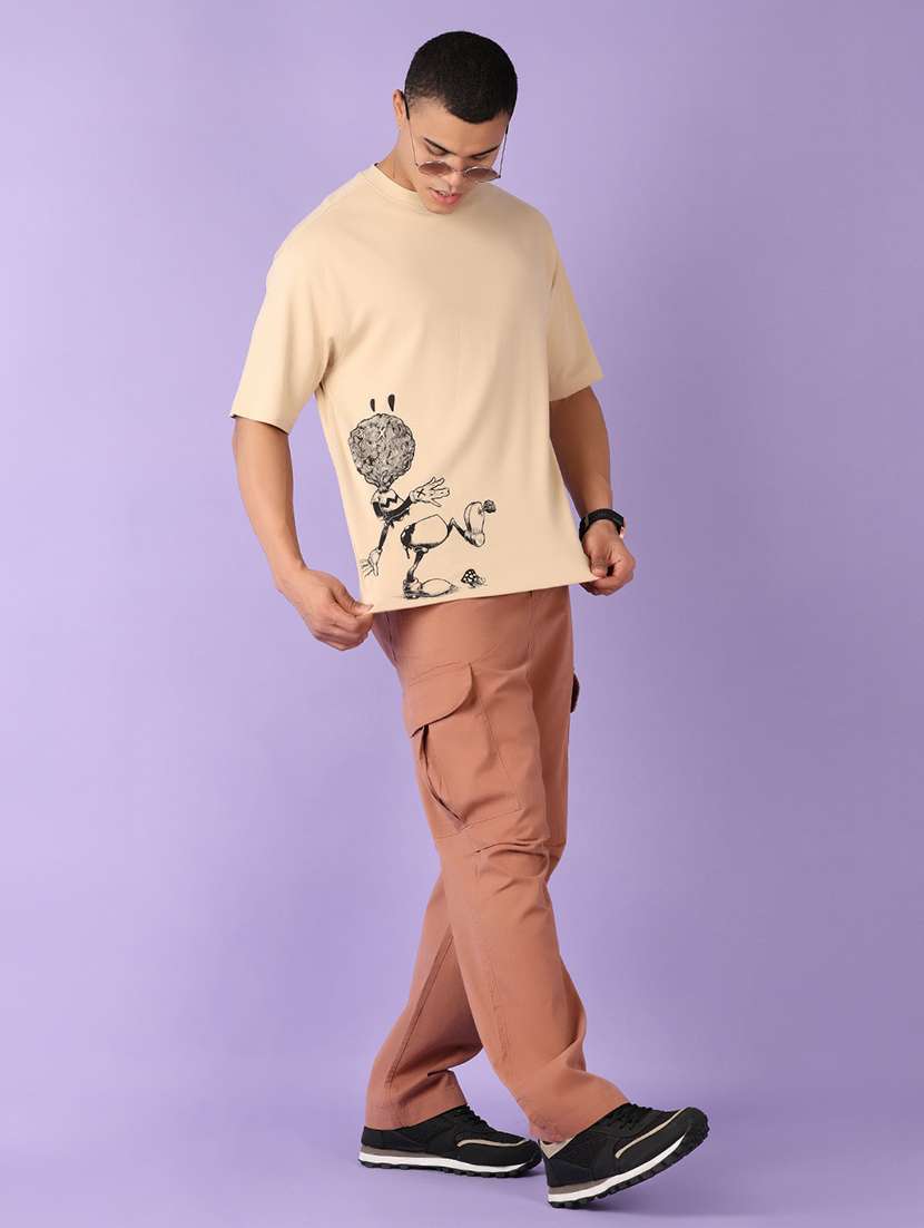 men peach solid cargo - 21555869 -  Standard Image - 4