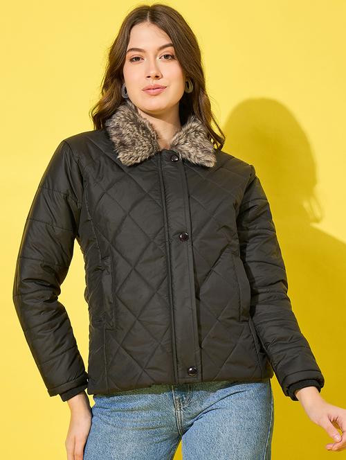 women solid long sleeve quilted jacket - 21555876 - Standard Image - 0