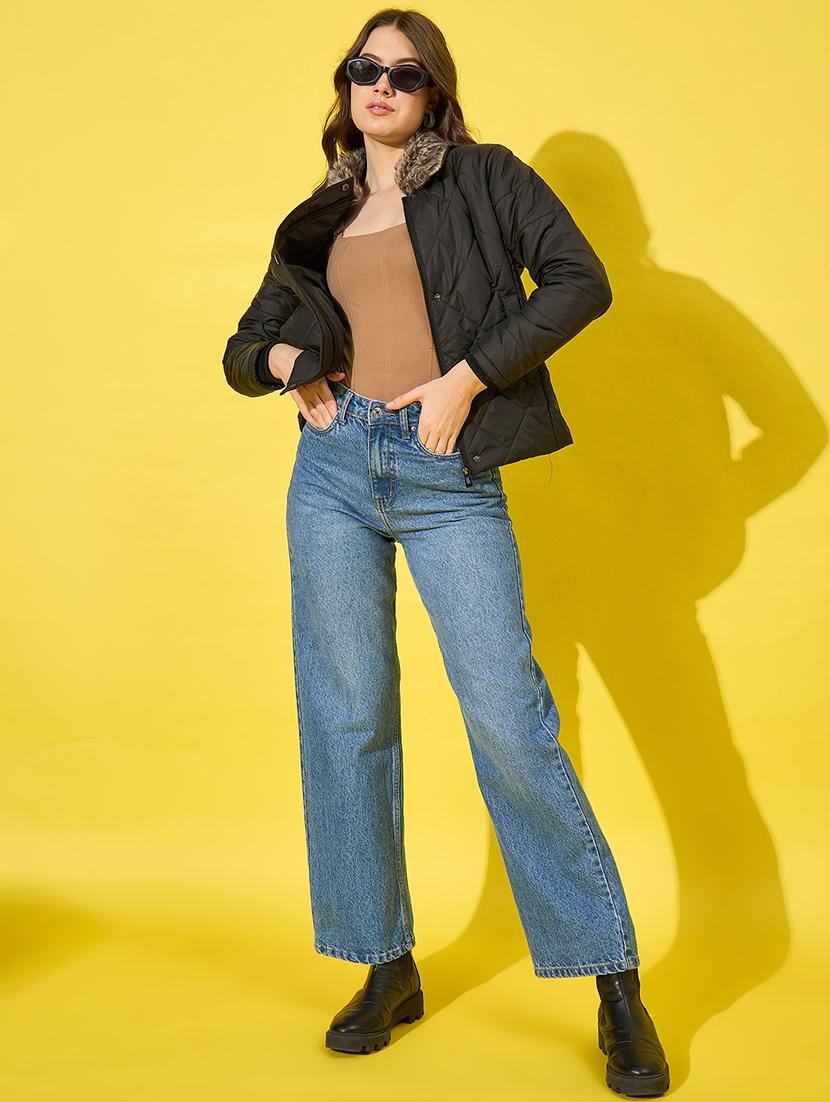 women solid long sleeve quilted jacket - 21555876 - Standard Image - 4