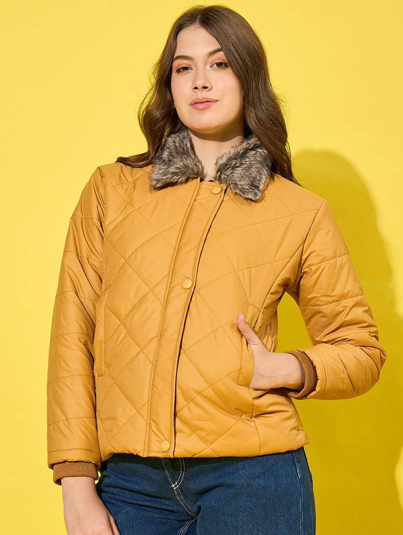women solid long sleeves quilted jacket - 21555878 - Zoom Image - 0