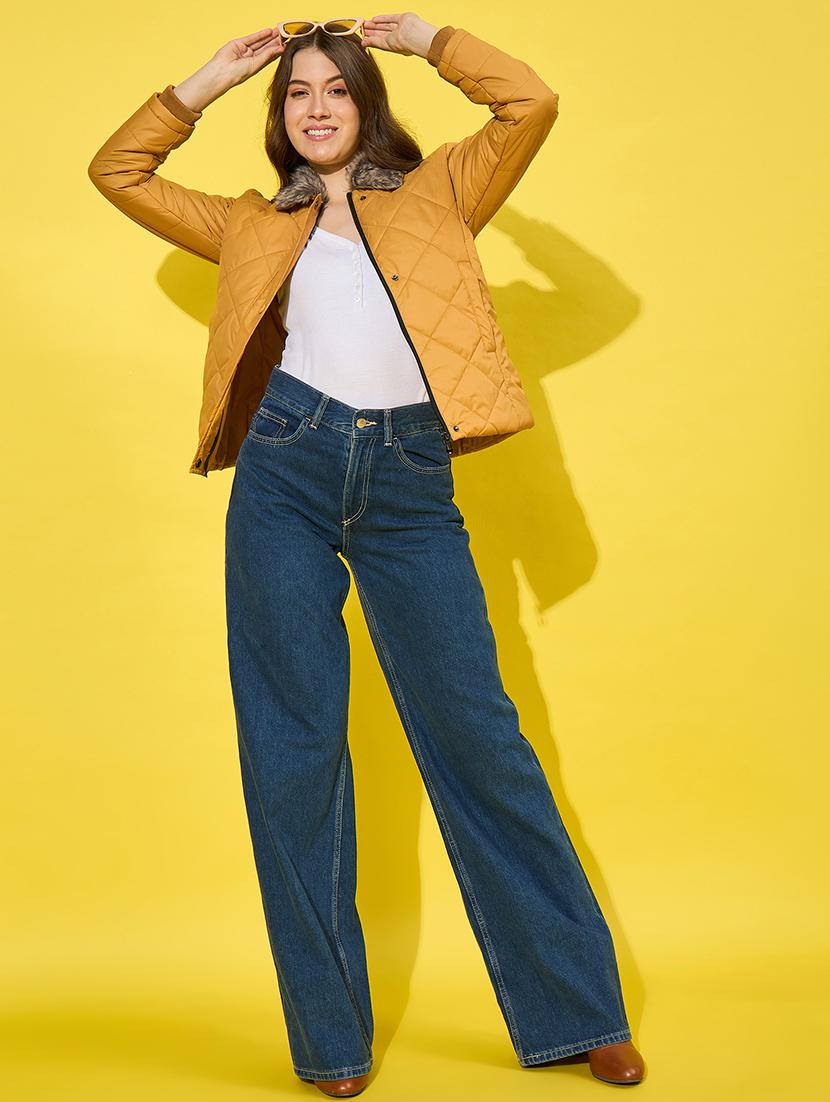 women solid long sleeves quilted jacket - 21555878 - Standard Image - 4