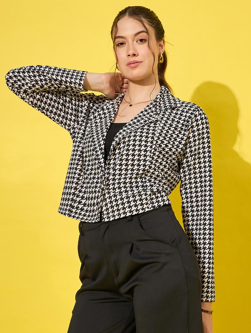 women printed long sleeves blazer - 21555904 - Standard Image - 1