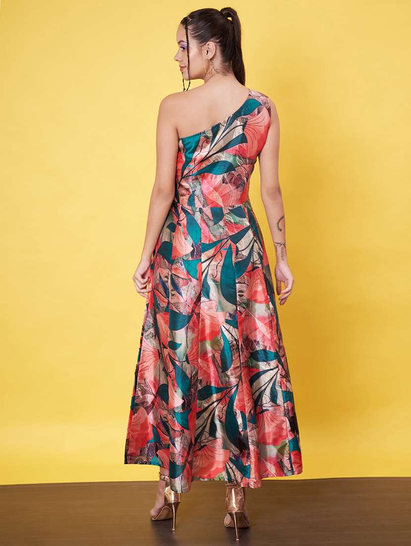 women floral printed single shoulder fit & flare dress - 21555922 -  Standard Image - 4
