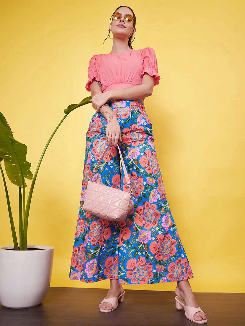 women floral printed top & palazzo co-ord set - 21555930 -  Standard Image - 1