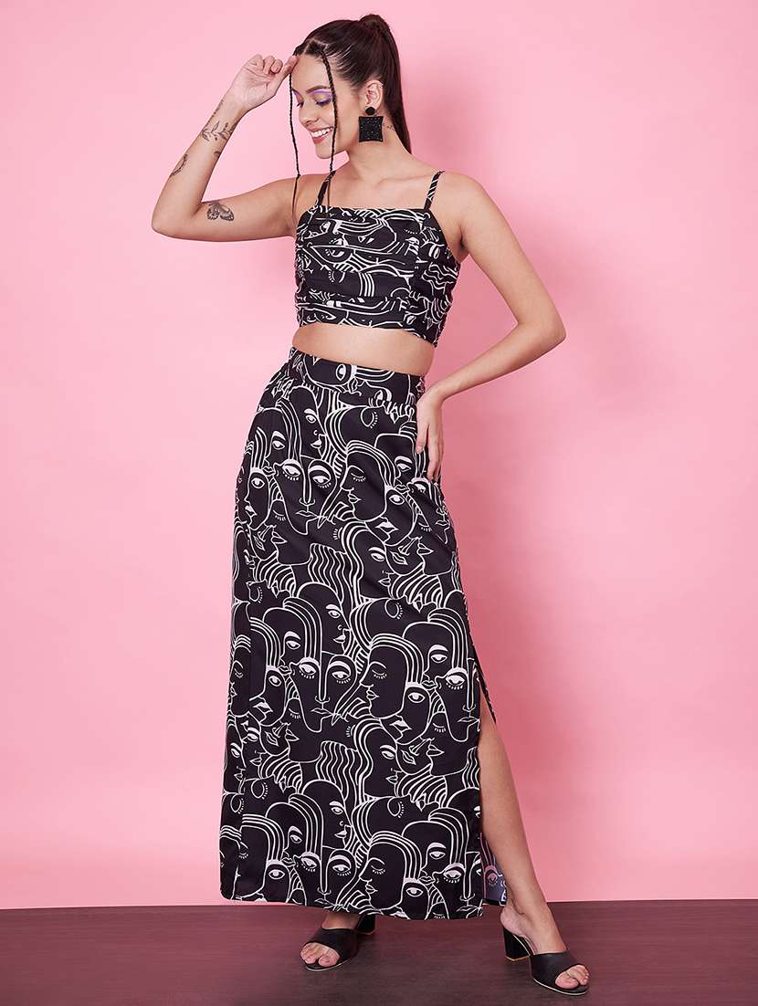women printed top & skirt co-ord set - 21555934 -  Standard Image - 1