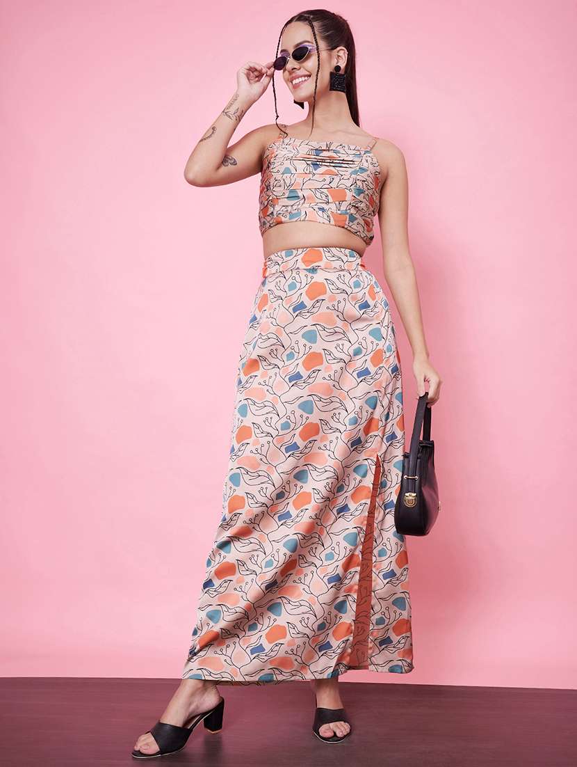 women printed top & skirt co-ord set - 21555935 -  Standard Image - 1