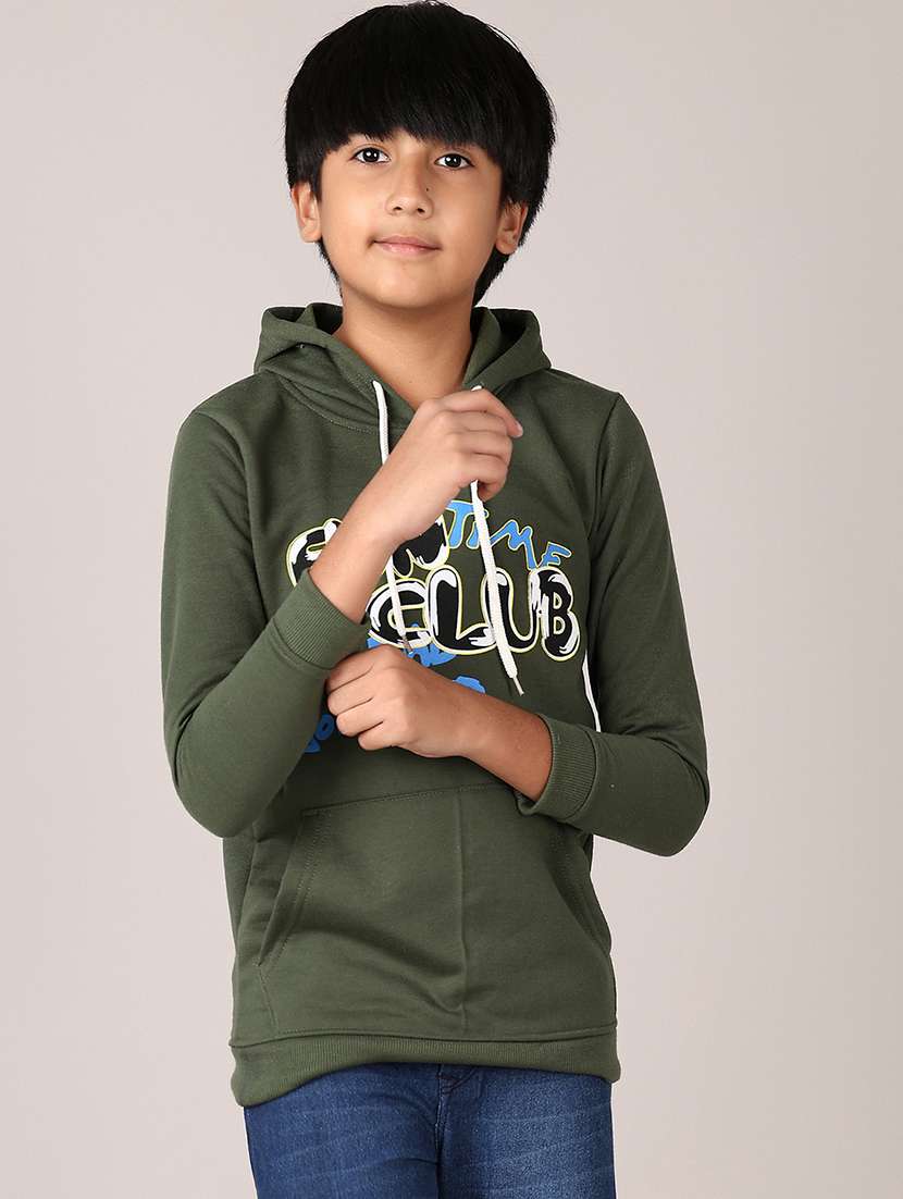 boys front print long sleeve hooded sweatshirt - 21556060 -  Standard Image - 1