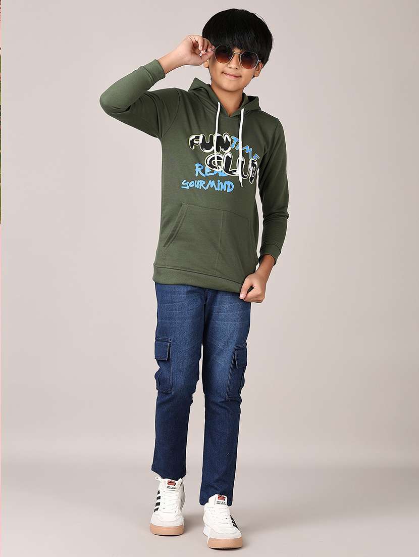 boys front print long sleeve hooded sweatshirt - 21556060 -  Standard Image - 4