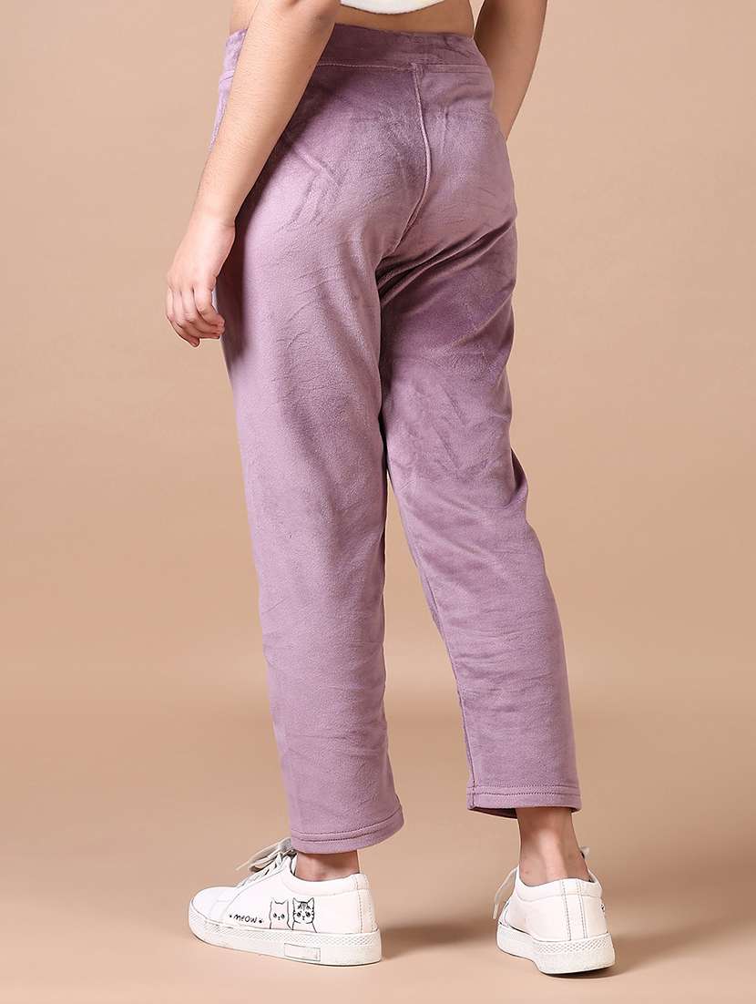 girls solid mid rise track pant - 21556088 -  Standard Image - 1