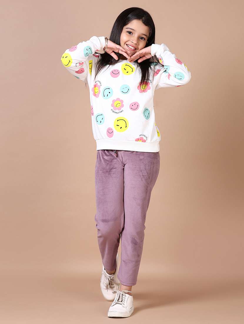 girls solid mid rise track pant - 21556088 - Standard Image - 4