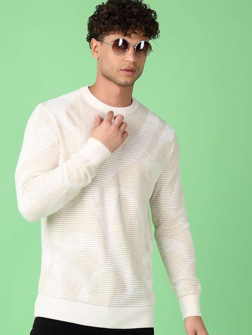 men long sleeves self design pullover - 21556101 -  Standard Image - 1