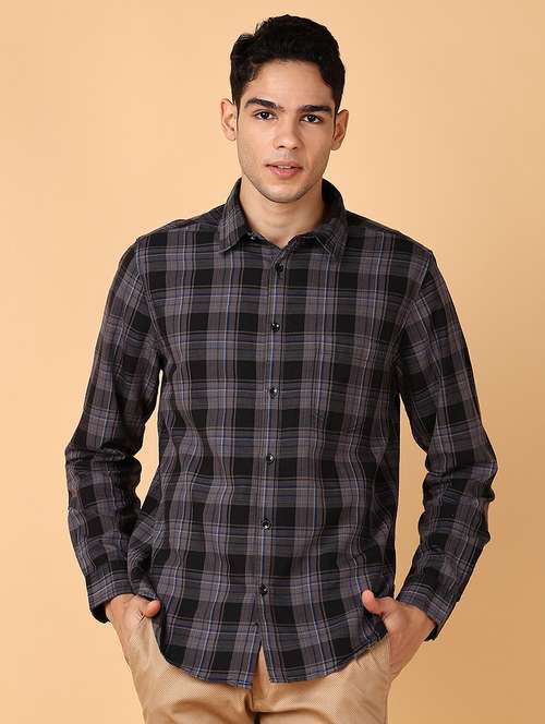 men checks long sleeve casual shirt - 21556103 - Standard Image - 0
