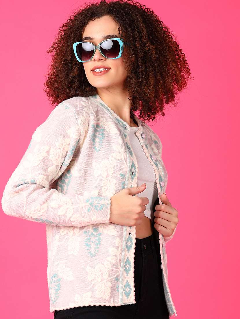 women self designed long sleeves cardigan - 21556113 -  Standard Image - 1