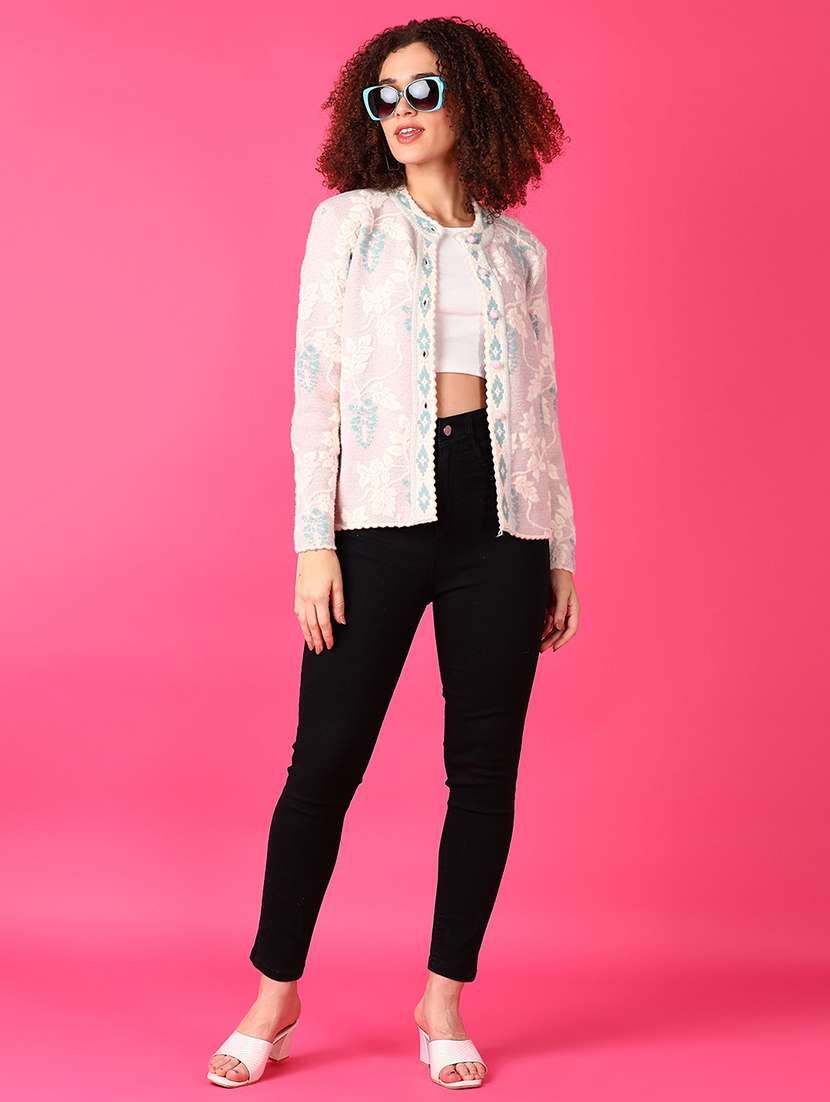 women self designed long sleeves cardigan - 21556113 -  Standard Image - 4