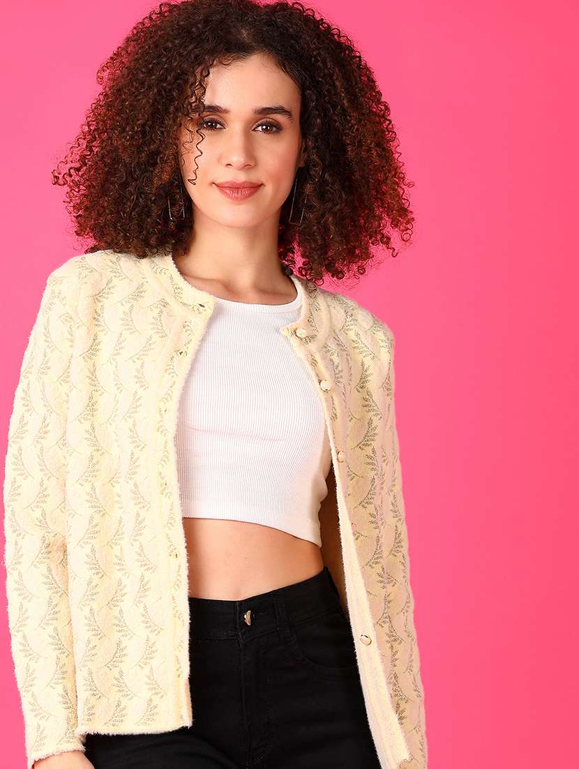 women self designed long sleeves cardigan - 21556114 -  Standard Image - 1