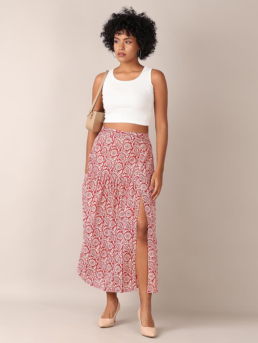 women printed high rise a-line skirt - 21556120 - Standard Image - 4