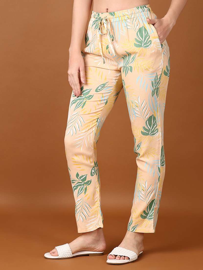 women peach tropical printed pajamas - 21556122 -  Standard Image - 1