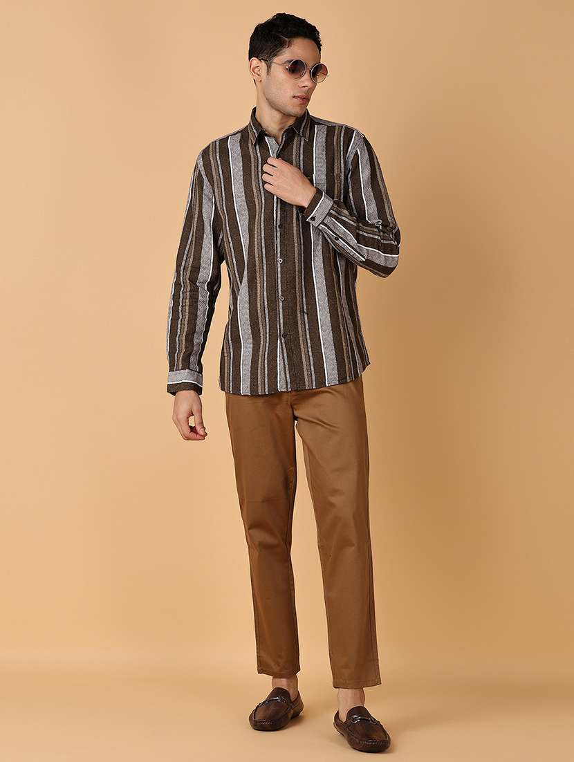 men solid regular fit chinos casual trouser - 21556148 -  Standard Image - 4