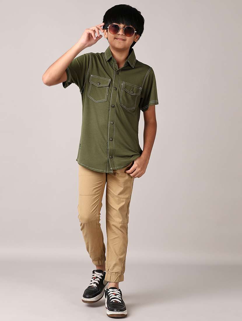 boys solid collared short sleeves shirt - 21556216 -  Standard Image - 4