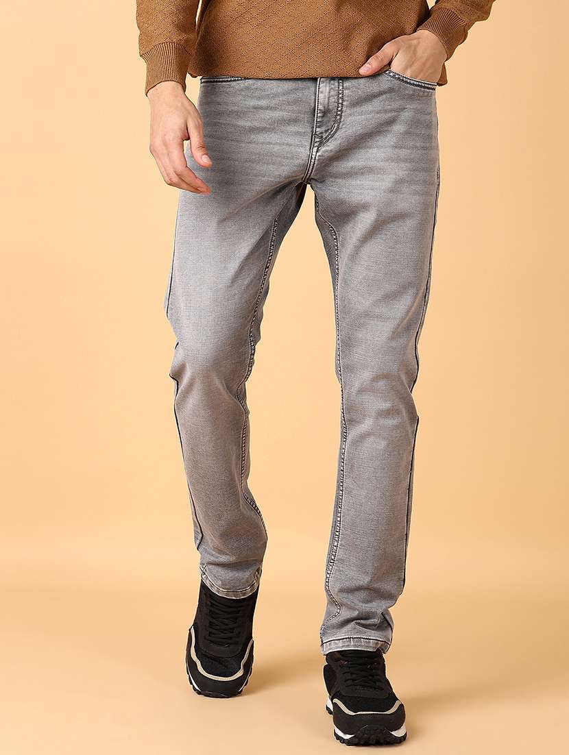 men plain mid rise denim jean - 21556309 - Standard Image - 1