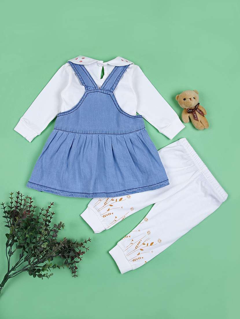 girls embroidered dungarees twin set - 21556347 -  Standard Image - 1