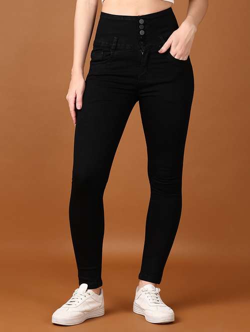 women solid high rise slim fit jean - 21556399 - Standard Image - 0