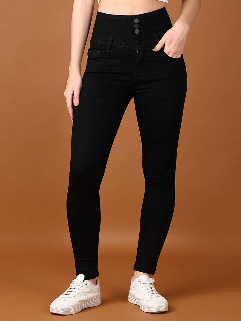 women solid high rise slim fit jean - 21556399 - Zoom Image - 0