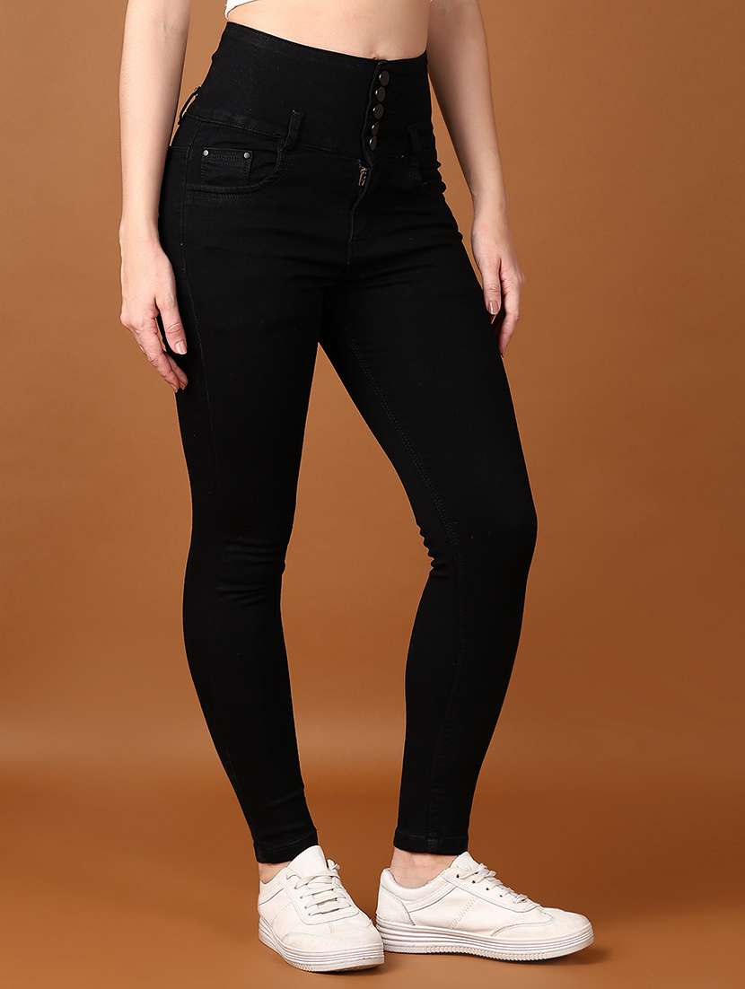 women solid high rise slim fit jean - 21556399 - Standard Image - 1