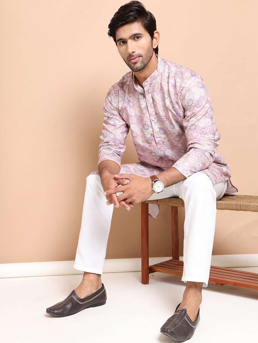 purple cotton blend kurta pyjama ethnic wear - 21556438 -  Standard Image - 1